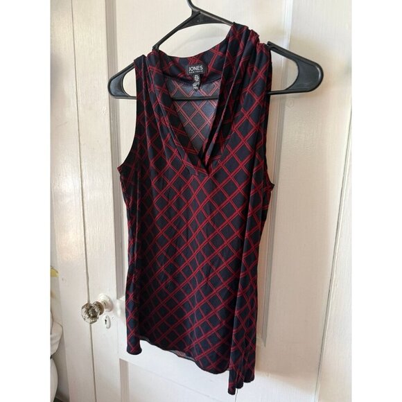 Jones New York women’s size small red and dark blue blouse - Picture 2 of 8